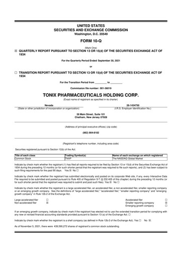 Thumbnail Tonix Pharmaceuticals 10-Q Quarterly Report FY2021 
