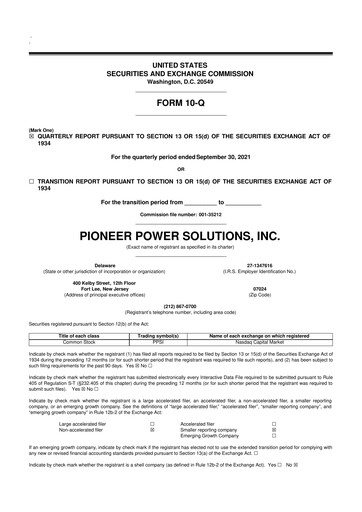 Thumbnail Pioneer Power Solutions 10-Q Quarterly Report FY2021 