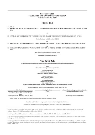 Thumbnail Valneva SE 20-F Annual Report 2021