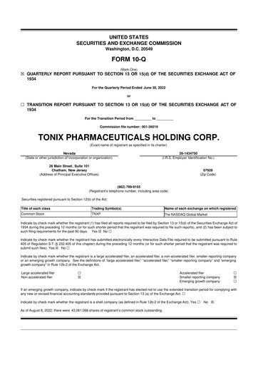 Thumbnail Tonix Pharmaceuticals 10-Q Quarterly Report FY2022 