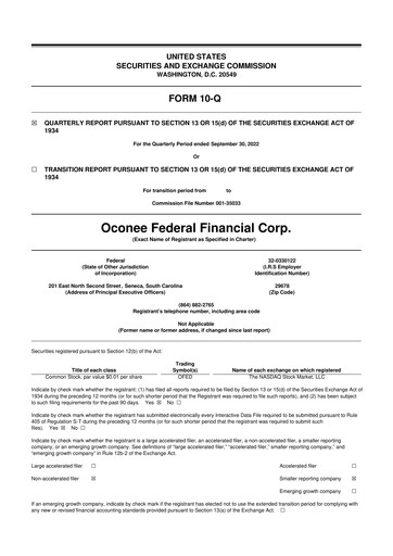 Thumbnail Oconee Federal Financial 10-Q Quarterly Report FY2023 