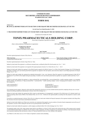 Thumbnail Tonix Pharmaceuticals 10-K Annual Report 2022