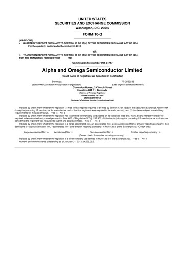 Miniature Alpha & Omega Semiconductor 10-Q Rapport trimestriel  