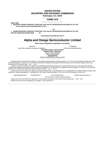 Miniature Alpha & Omega Semiconductor 10-Q Rapport trimestriel  