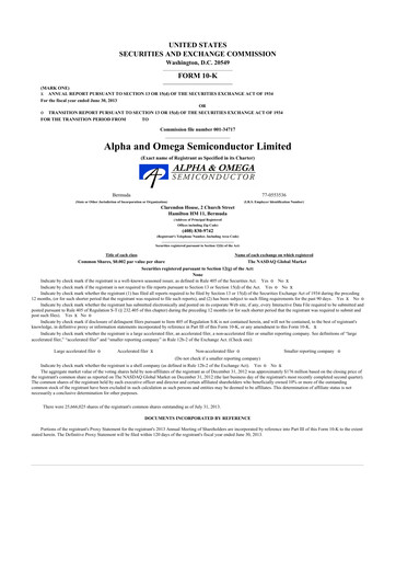 Thumbnail Alpha & Omega Semiconductor 10-K Annual Report 2013