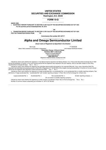 Miniature Alpha & Omega Semiconductor 10-Q Rapport trimestriel  