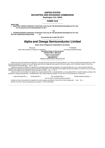 Miniature Alpha & Omega Semiconductor 10-Q Rapport trimestriel  