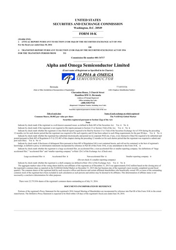 Thumbnail Alpha & Omega Semiconductor 10-K Annual Report 2016