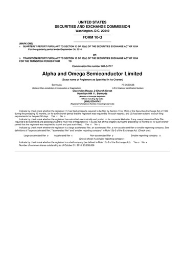 Miniature Alpha & Omega Semiconductor 10-Q Rapport trimestriel  