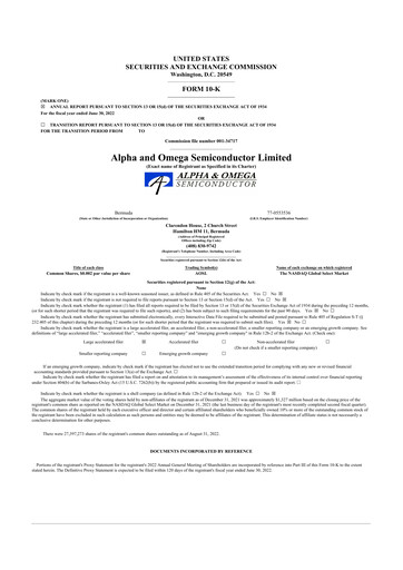 Thumbnail Alpha & Omega Semiconductor 10-K Annual Report 2022