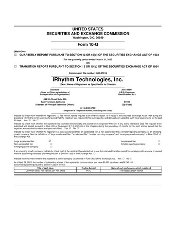 Vorschaubild iRhythm 10-Q Quartalsbericht 2022 