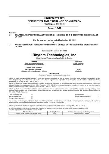 Vorschaubild iRhythm 10-Q Quartalsbericht 2022 