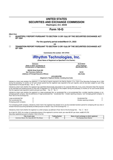 Vorschaubild iRhythm 10-Q Quartalsbericht 2023 