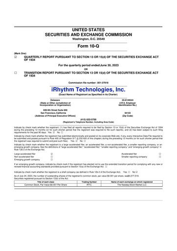 Vorschaubild iRhythm 10-Q Quartalsbericht 2023 