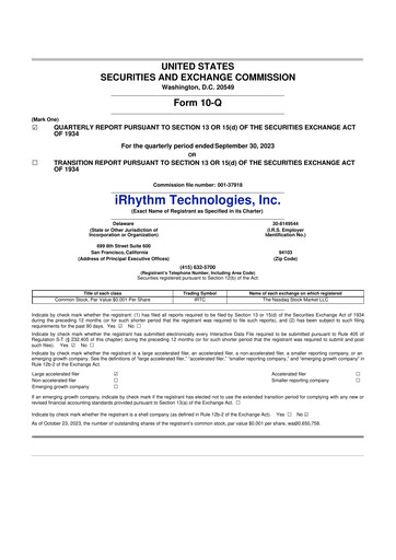 Vorschaubild iRhythm 10-Q Quartalsbericht 2023 