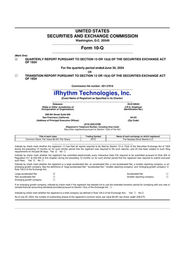 Vorschaubild iRhythm 10-Q Quartalsbericht 2024 