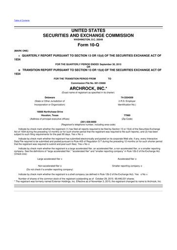 Thumbnail Archrock 10-Q Quarterly Report FY2015 