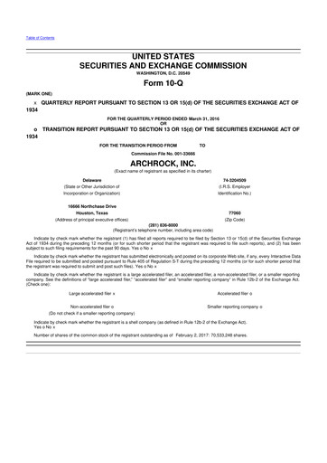 Thumbnail Archrock 10-Q Quarterly Report FY2016 