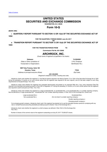 Thumbnail Archrock 10-Q Quarterly Report FY2017 