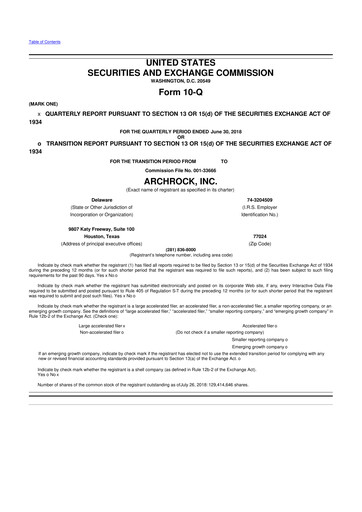 Thumbnail Archrock 10-Q Quarterly Report FY2018 