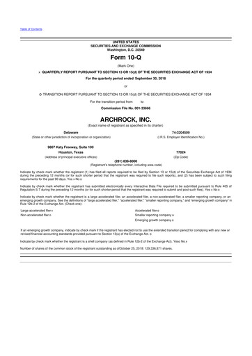 Thumbnail Archrock 10-Q Quarterly Report FY2018 