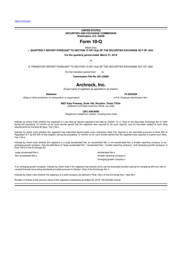 Thumbnail Archrock 10-Q Quarterly Report FY2019 