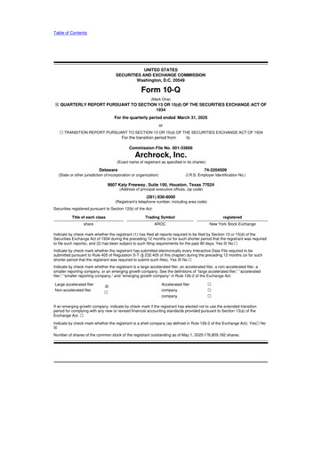 Thumbnail Archrock 10-Q Quarterly Report FY2025 