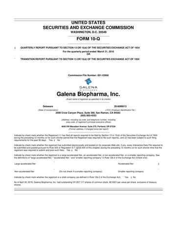 Miniature SELLAS Life Sciences 10-Q Rapport trimestriel 2016 
