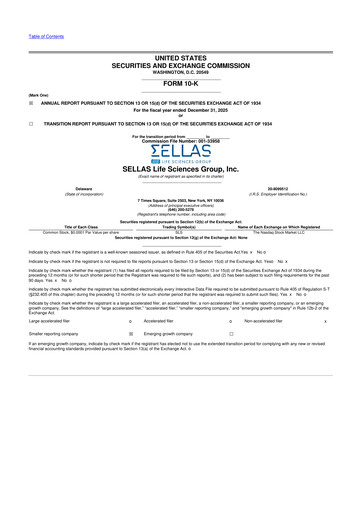 Miniature SELLAS Life Sciences 10-K Rapport annuel 2025