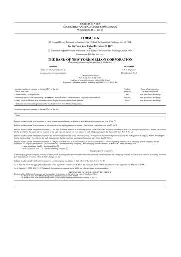 Thumbnail BNY Mellon (Bank of New York Mellon) 10-K Annual Report 2019