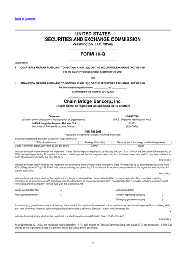 Thumbnail Chain Bridge Bancorp 10-Q Quarterly Report FY 