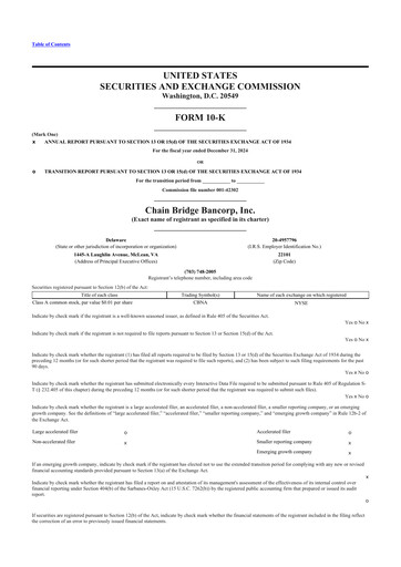 Vorschaubild Chain Bridge Bancorp 10-K Jahresbericht 2024