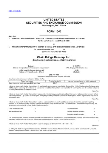Thumbnail Chain Bridge Bancorp 10-Q Quarterly Report FY 
