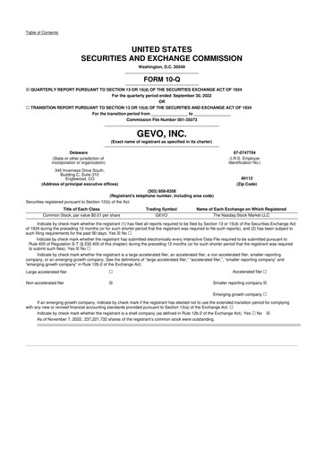 Vorschaubild Gevo 10-Q Quartalsbericht 2022 