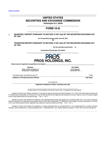 Thumbnail PROS Holdings, Inc.
 10-Q Quarterly Report FY2012 