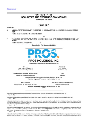 Vorschaubild PROS Holdings, Inc.
 10-K Jahresbericht 2013