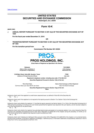 Vorschaubild PROS Holdings, Inc.
 10-K Jahresbericht 2016