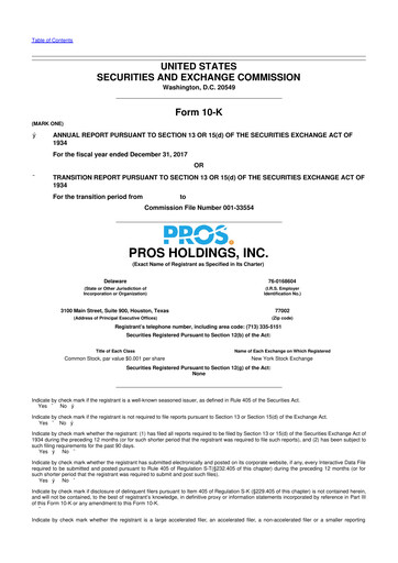 Vorschaubild PROS Holdings, Inc.
 10-K Jahresbericht 2017