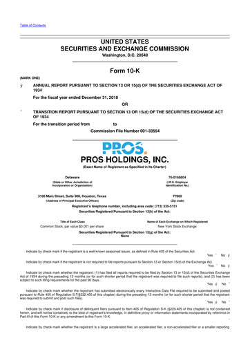 Vorschaubild PROS Holdings, Inc.
 10-K Jahresbericht 2018