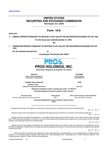 Vorschaubild PROS Holdings, Inc.
 10-K Jahresbericht 2019