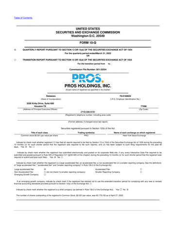 Thumbnail PROS Holdings, Inc.
 10-Q Quarterly Report FY2022 