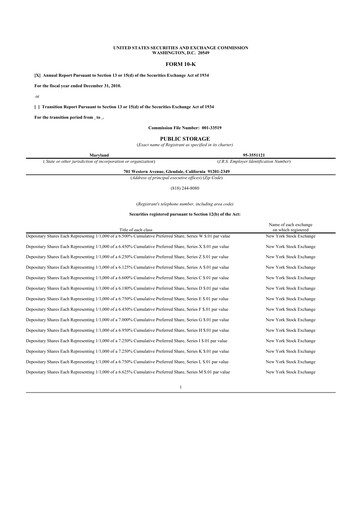 Thumbnail Public Storage 10-K Annual Report 2010