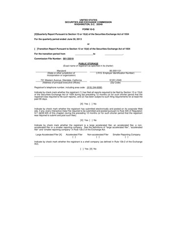 Thumbnail Public Storage 10-Q Quarterly Report FY2013 