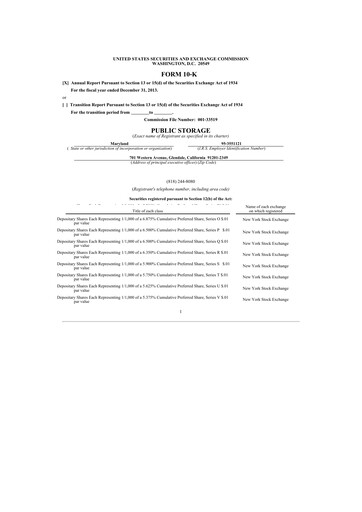 Thumbnail Public Storage 10-K Annual Report 2013