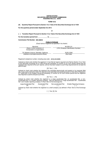 Thumbnail Public Storage 10-Q Quarterly Report FY2015 