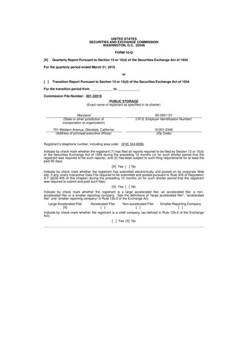 Thumbnail Public Storage 10-Q Quarterly Report FY2016 