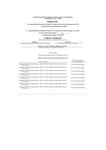 Thumbnail Public Storage 10-K Annual Report 2016