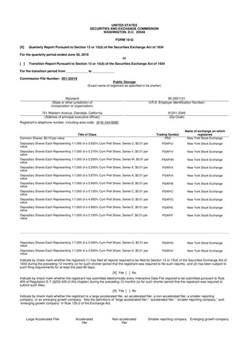 Thumbnail Public Storage 10-Q Quarterly Report FY2019 