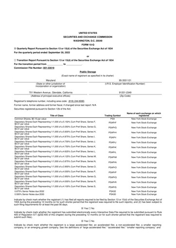 Thumbnail Public Storage 10-Q Quarterly Report FY2022 