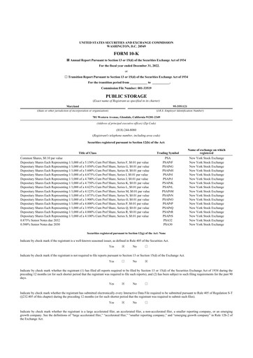 Thumbnail Public Storage 10-K Annual Report 2022